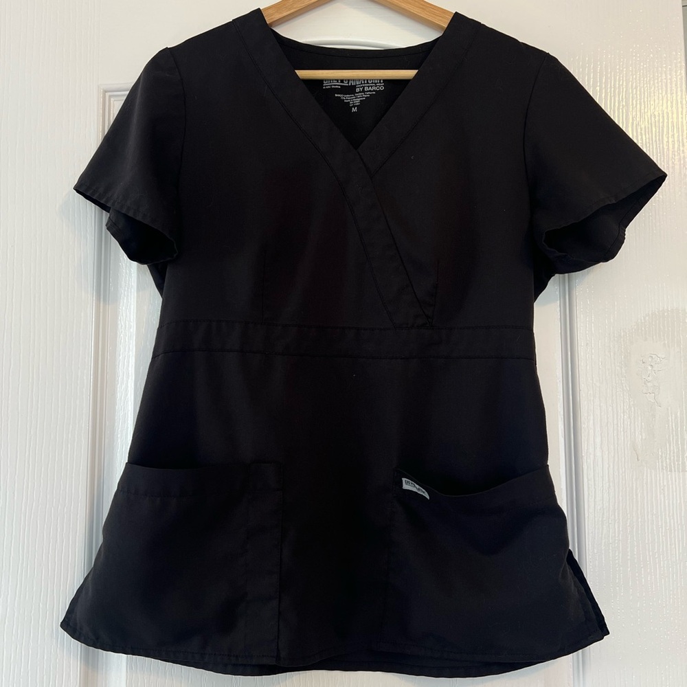 Grey's Anatomy Black Crossover Scrub Top